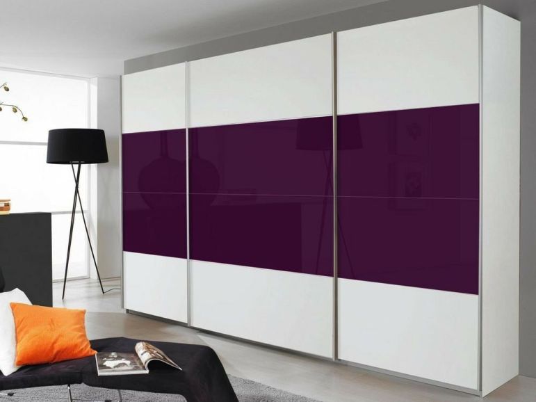 Armoire QUADDRA 3 portes 315 cm blanc/lila