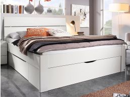 Lit SCARLETT 160x200 cm blanc avec trois tiroirs avec tête de lit sans led