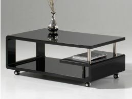 Table basse rectangulaire PIONUS 115 cm noir laqué