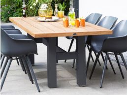 Table repas rectangulaire YASMINA 180 cm teck avec pieds noir