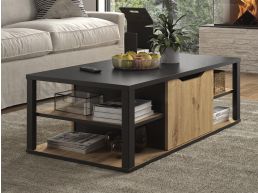 Table basse rectangulaire BEXTER chêne artisan/noir