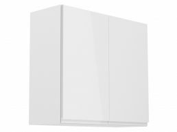 Meuble haut cuisine ASPAS 2 portes 80 cm blanc/blanc laqué