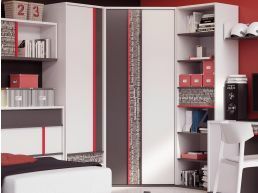 Armoire d'angle PHILOPY 2 portes blanc graphite/philosophie rouge