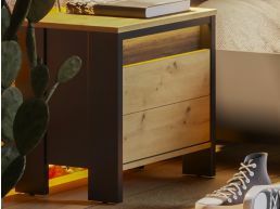 Table de chevet SPLIT 1 tiroir noir/chêne artisan