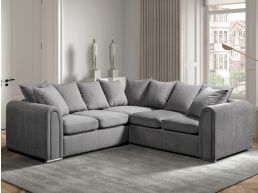 Canapé d'angle KOBI gris avec 10 coussins