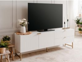 Meuble tv-hifi EDINA 2 portes 2 tiroirs blanc