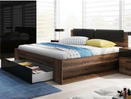 Lit GALACTIC 160x200 cm noir brillant/chêne monastère