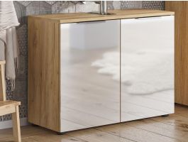 Meuble sous-lavabo AVIA 2 portes chêne navarra/blanc brillant