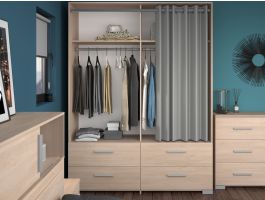 Armoire penderie EKLAKO 4 tiroirs chêne brooklyn