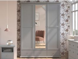 Armoire MARGARET 3 portes 3 tiroirs gris