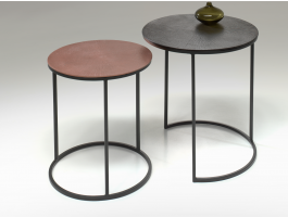 Lot de 2 tables d'appoint LEVI 49 cm métal noir/bronze