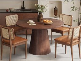 Table repas ronde TOMYRA 130 cm mangolia brun