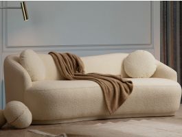 Canapé ANKARA 3 places tissu bouclé crème