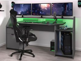 Bureau GAMER 180 cm gris ombre/noir