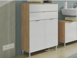 Commode MANAU 2 portes 2 tiroirs chêne grandson/blanc