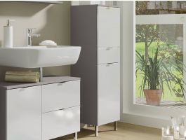 Colonne MANAU 2 portes 1 tiroir graphite/blanc