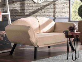 Canapé convertible GENNARO 2 places tissu crème