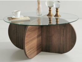 Table basse ronde BOBBIE noyer