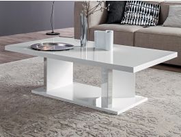 Table basse LIZZO 130 cm blanc brillant