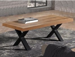 Table basse LIEZE 130 cm bois tropix avec pieds en X