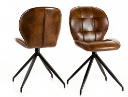 Lot de 2 chaises LENO cognac