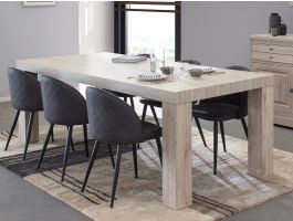 Table repas KENNY 184 cm chêne millenium clair pieds L