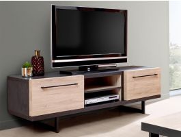 Meuble TV VIAZZA 2 portes dark stone/castella