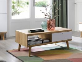 Table basse PROMI 107 cm chêne riviera/blanc