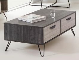 Table basse rectangulaire ECLAT 2 tiroirs chêne cendré/chêne grisé
