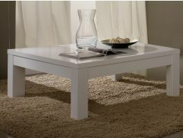 Table basse ROMEO carrée blanc laque