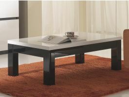 Table basse ROMEO rectangulaire noir laque/blanc laque