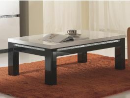 Table basse REBECCA rectangulaire noir laque/blanc laque