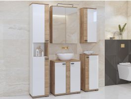 Colonne FAGOCHIA 2 portes blanc/chêne doré