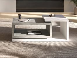 Table basse rectangulaire BOTSWANA 120 cm blanc/béton