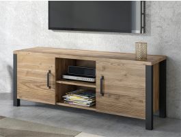 Meuble tv-hifi OLIANNE 2 portes épicéa appenzeller/noir