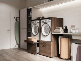 Meuble WASHING 2 machines côte à côte MEDIUM noyer