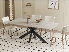 Table repas rectangulaire APOLIRI 180 cm beige brillant