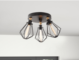 Plafonnier LOLO 3 lampes noir
