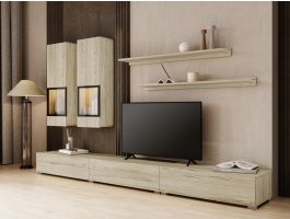 Mur tv-hifi BABEL 5 portes sanremo avec led