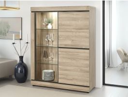 Vitrine MARNOIX 3 portes chêne français avec led