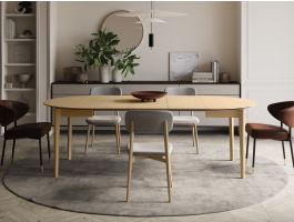 Table repas extensible PLOTY 90 > 210 cm chêne clair