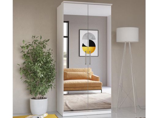 Armoire OPTICO 2 portes blanc avec miroir