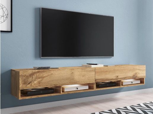 Meuble tv-hifi ACAPULCO 2 portes abattantes 200 cm chêne wotan