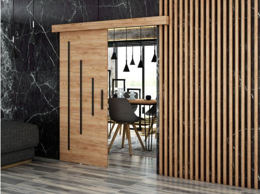 Porte coulissante SOLTA chêne artisan doré