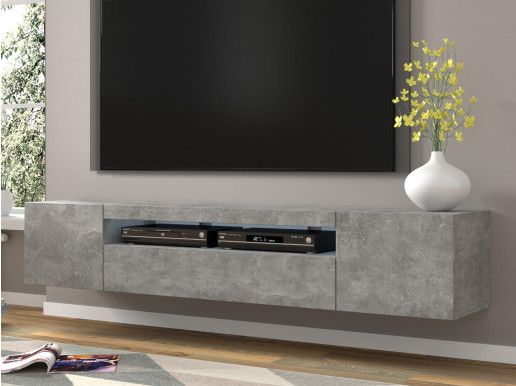 Meuble tv-hifi AUREO 3 portes 200 cm béton