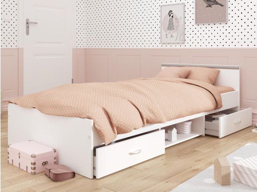 Lit ALPHONSE 90x200 cm blanc