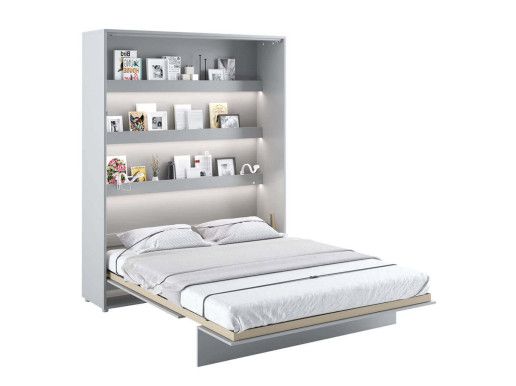 Lit mural escamotable CONCEPTION PRO 160x200 cm gris mat (vertical) avec matelas