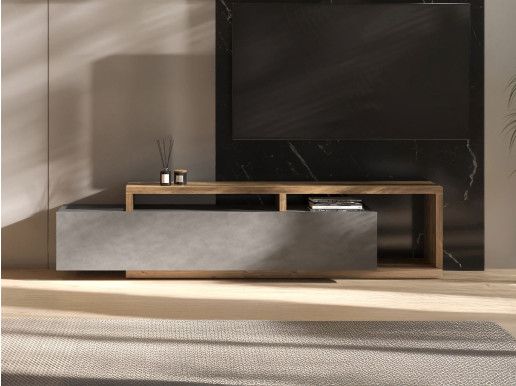 Meuble tv-hifi BOTSWANA 2 tiroirs matera/chêne appenzeller