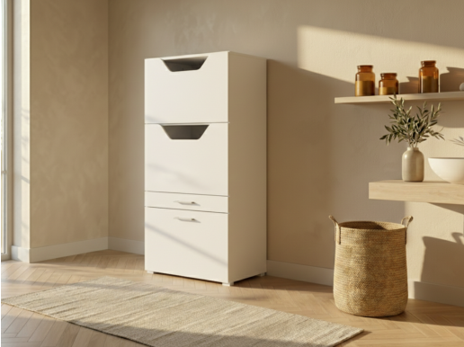 Armoire linge WASHING 2 portes 2 tiroirs blanc