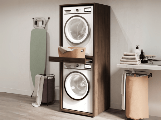 Meuble WASHING 2 machines superposées MEDIUM noyer